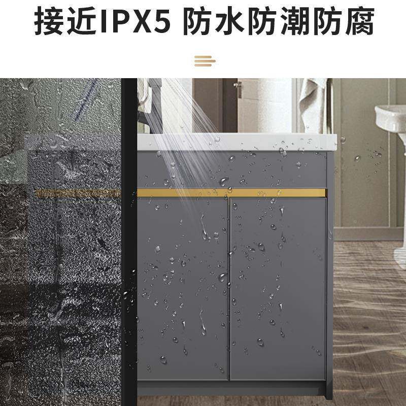 新款阳台盆洗衣池台一体陶洗手235台瓷右落地式太空铝洗衣柜带侧