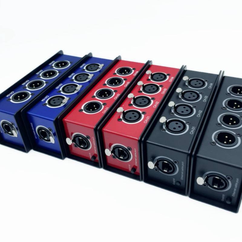 4路卡侬网线延长器四通道DMX512网络信号延伸器抗干扰