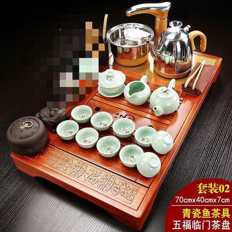 花梨木F869M8M8实木茶全自动烧约水壶泡茶具套装家用大号茶盘台简