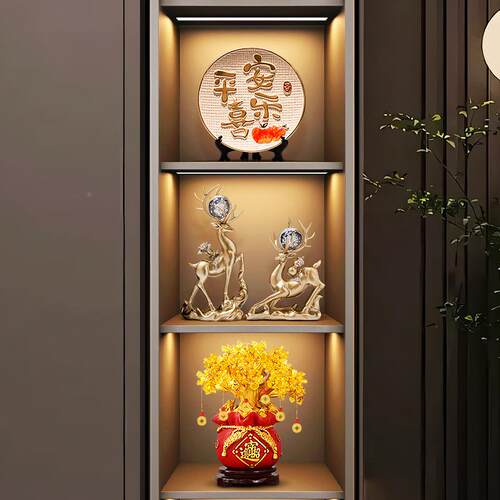 202M8W9Q6E9新款摆件简约球水晶鹿摆件一对客厅玄关柜电视酒柜装