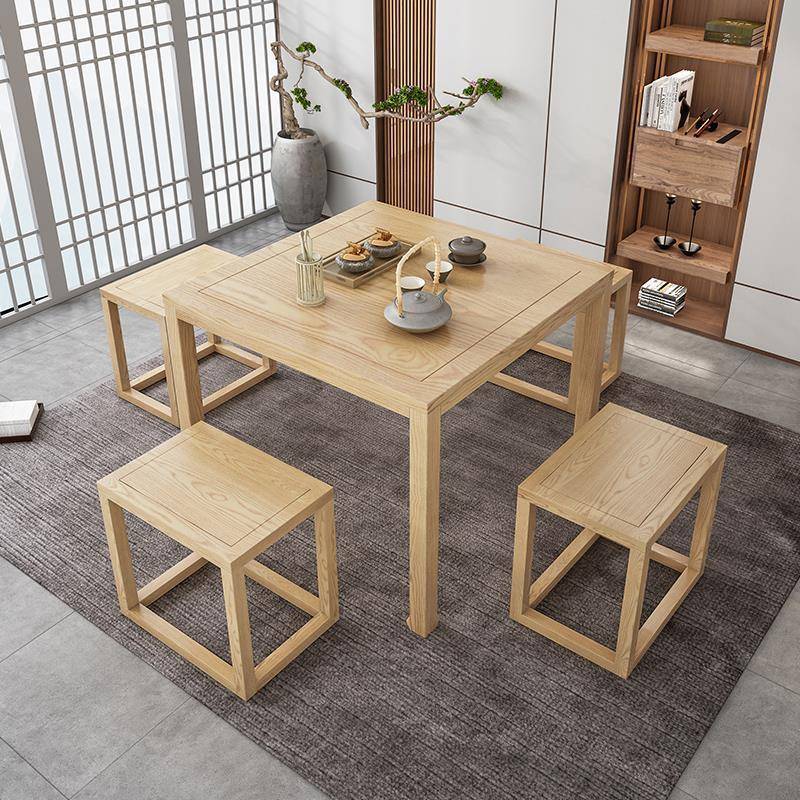 中式实木八仙古韵茶室棋牌室品方茶正形桌椅新组合家用ZYQ原木桌