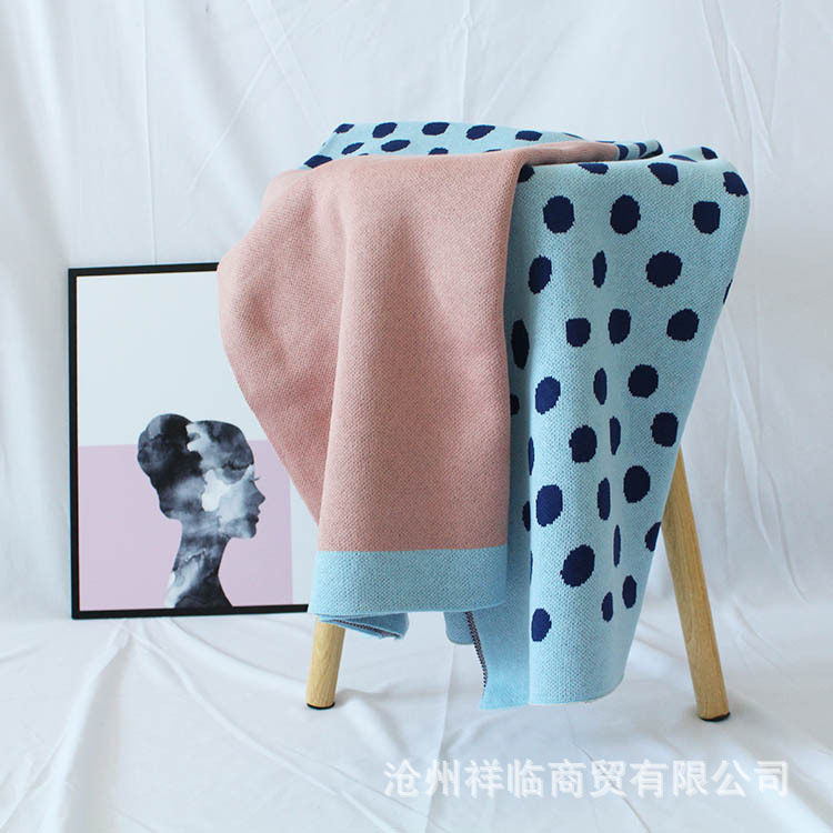 针织点点图案毯毛毯针织毯毛线毯子沙发盖毯细线毯子