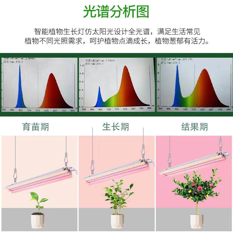 新款全光谱育苗led管物生NBT长灯室内T5多肉w专植用30补光灯照明1