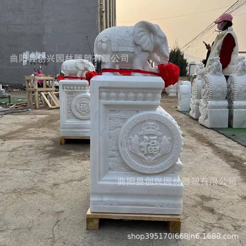 厂家别石雕汉白玉门墩鼓石小象门庭口摆件中式院抱墅门当137狮子