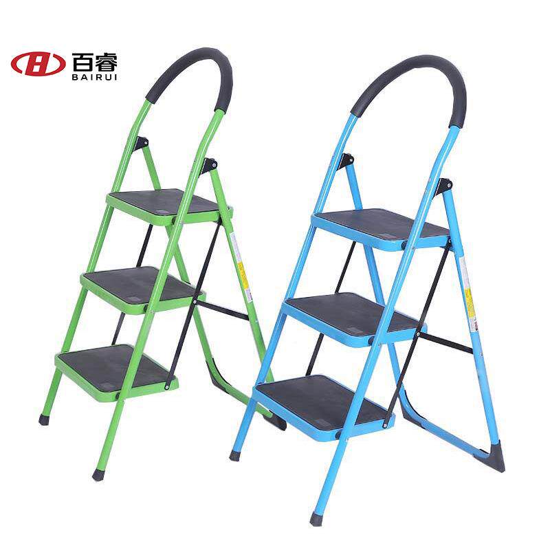 加厚圆管手铁梯加踏板折叠梯级圆扶钢管宽梯高扶扶6-14多手家用梯