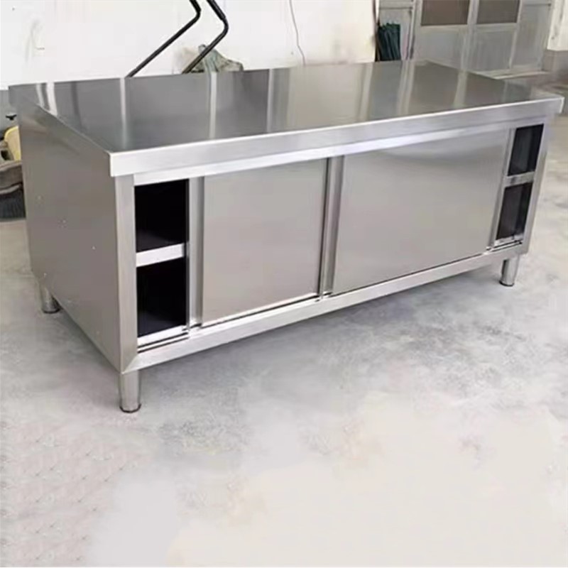 工作台案板储物柜加厚群裕打荷拉门厨房灶台柜橱柜一体不锈钢