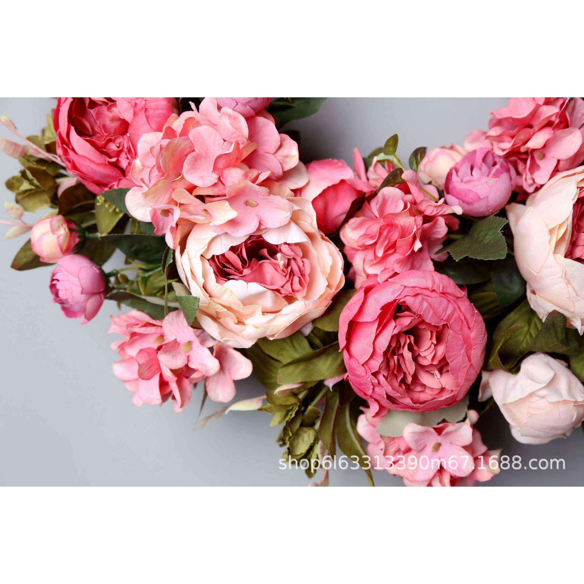 绢布牡KWY壁丹仿仿真挂花环门饰门环装饰花绢花真花饰饰亚马逊货