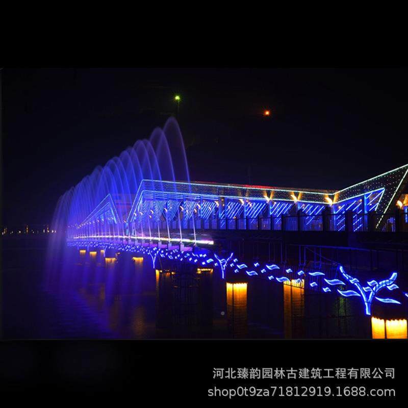 桥体一亮维喷泉喷头摆直喷水幕帘桥体灯光化水景装SAN摇饰设备水
