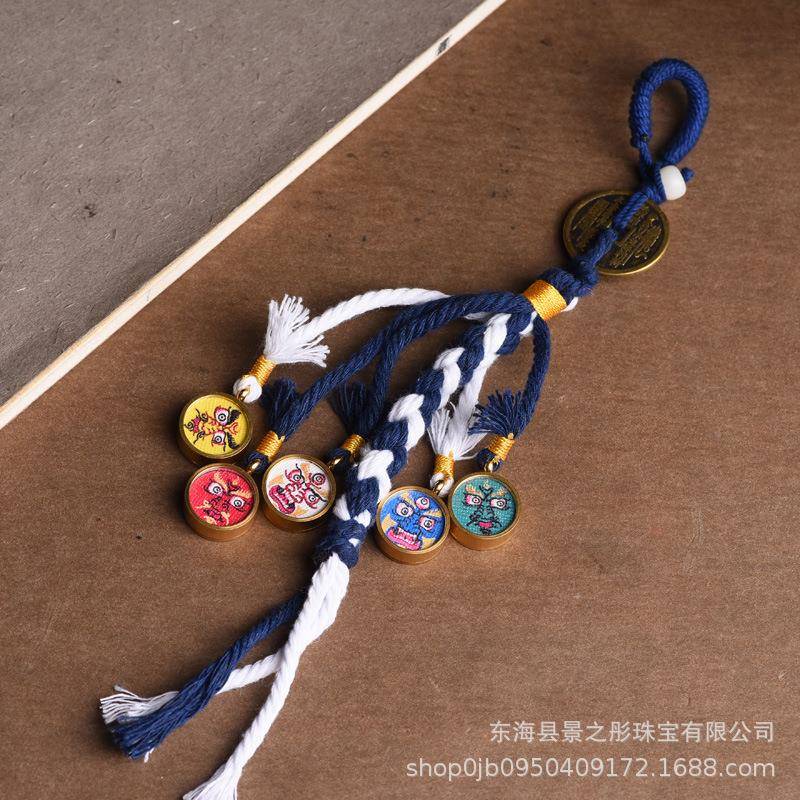五路财神唐卡车钥挂包挂匙扣式手藏工编织文苏玩挂饰流绳山鬼640