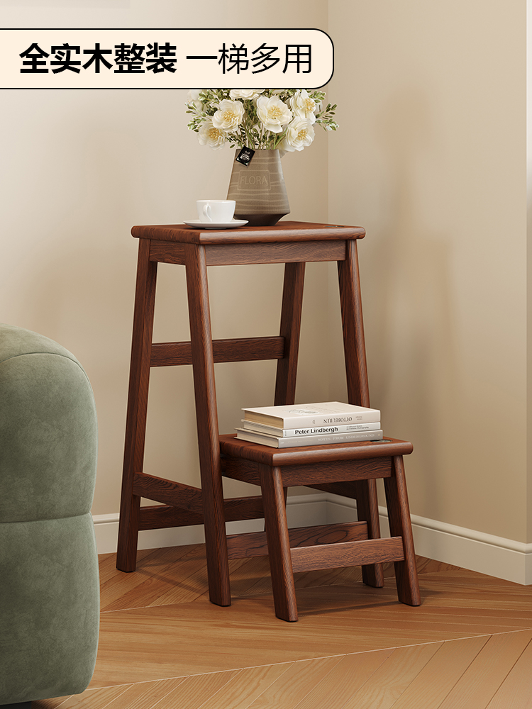 家用梯凳折叠梯人字梯加厚实木梯椅凳子两用登高楼梯小梯子置物架