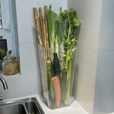 多功能厨房姜蒜食材大容量收纳桶大葱收纳盒铁棍山药透明整理桶