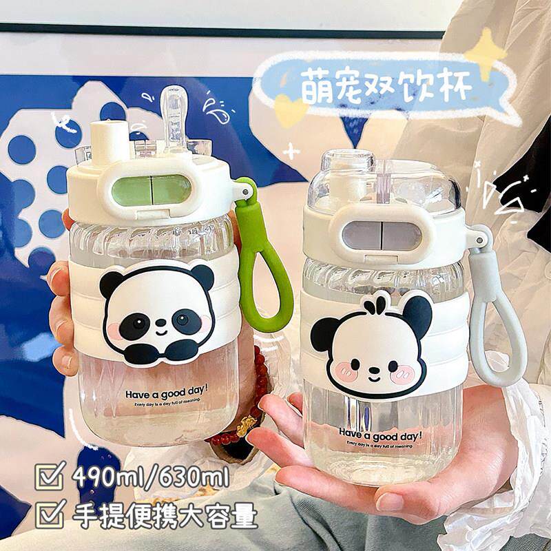夏天可爱双饮玻璃水杯女生高颜值耐高温学生小巧可携式2025新款杯