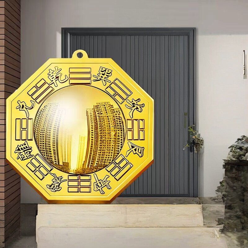 八卦镜凸面纯铜家用窗户门口大门铜镜凹镜凸镜镜子怎么挂装饰摆饰