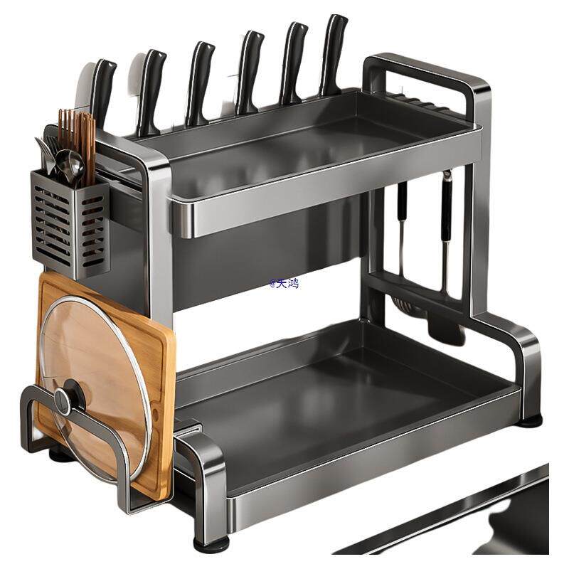 不锈钢厨房调料品置物架台面多功能放油盐酱醋调味瓶罐筷子收纳盒