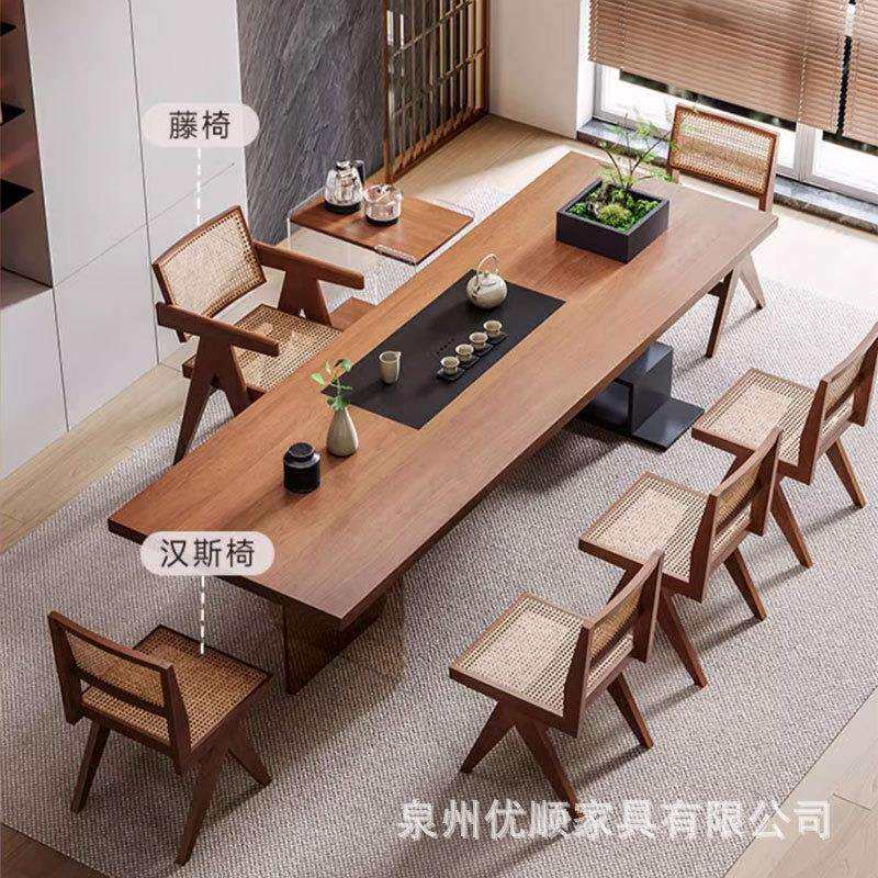 现代简约实木茶桌椅组合亚克力原木功夫大板泡茶台办公室家用