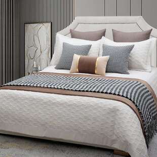 轻奢样板间素寂现代休闲床品11件套纯棉浅褐色四件套床上用品套件