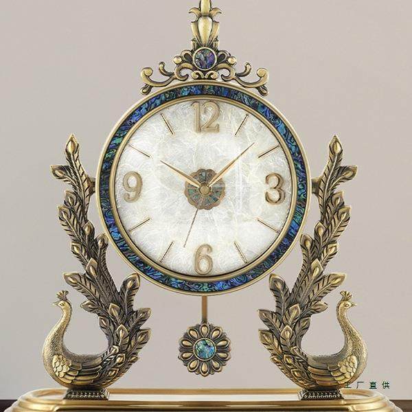 汉时孔雀座钟2025新款欧式法式台式钟表摆件时钟静音客厅装饰8319,纺织面料/辅料/配套,纺织机械配件,淘宝优惠券,粉丝福利购,淘宝优惠卷