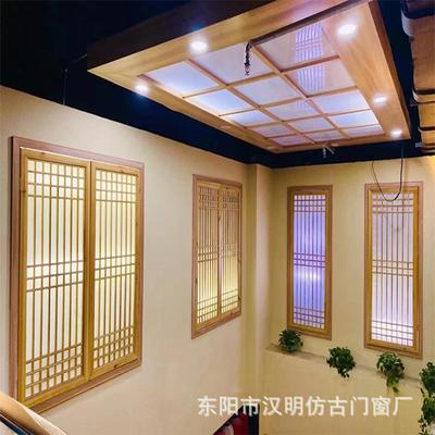 中式镂空实木花格门窗仿古门窗复古木窗格实木花窗仿古入户隔断窗