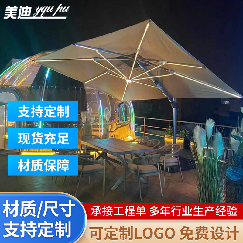 跨境户外遮阳伞庭院带灯伞3*3太阳能LED灯条别墅露台花园大罗马伞图片