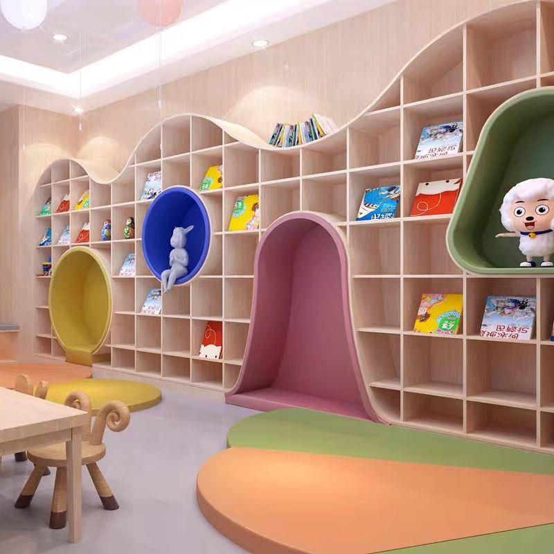 成品书柜早教中心公共场所幼儿园学校图书馆绘本馆阅读区创意书架