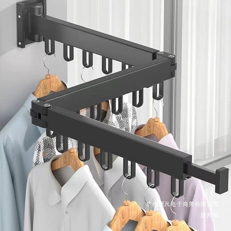 直销折叠晾衣架晒衣架隐形伸缩晾衣杆壁挂晾晒架家用室外阳台