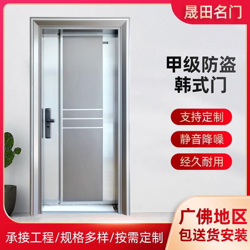 公寓隔音防盗入户门小区家用铝合金平开门韩式极简装甲门