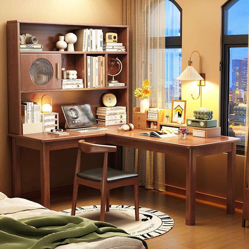 L型电脑桌实木书桌简易办公桌家用长条桌双人学生课桌椅写字桌子