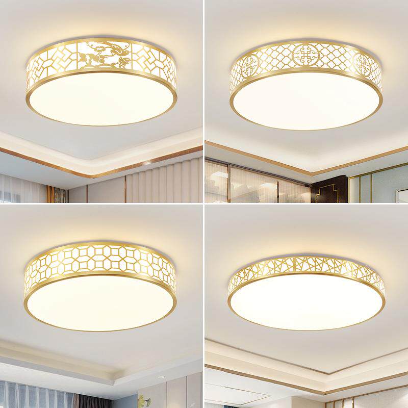 新中式全铜卧室吸顶灯风圆形简约家用书房主客卧房间灯具8401