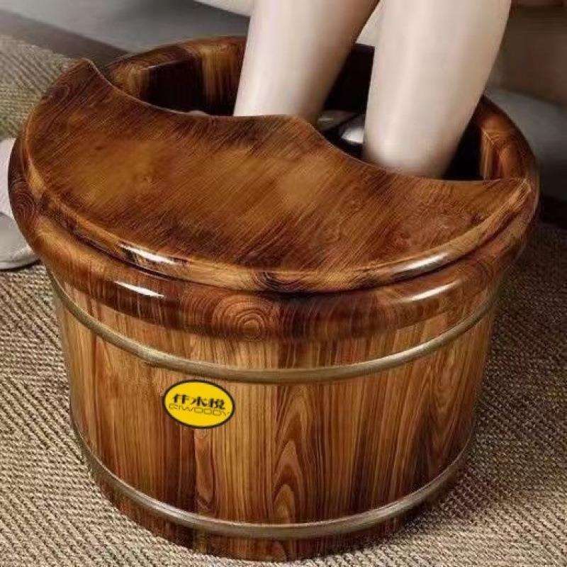 碳化香柏木泡脚桶足疗洗脚木桶木盆实木浴盆足浴木质家用保温脚盆