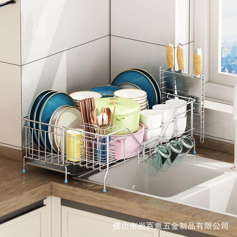 厨房放碗架沥水架304不锈钢简易大号碗筷置物架滤水架碗碟收纳架