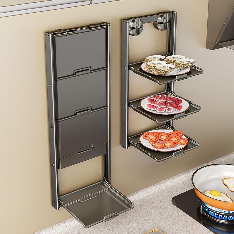 厨房吸盘备菜置物架可折叠多层配菜盘家用壁挂多功能收纳备菜架子