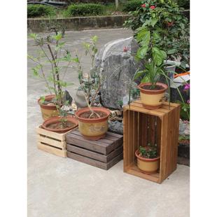 超市陈列盒子复古大号堆货箱实木收纳橱窗小木箱收纳筐装饰木框箱