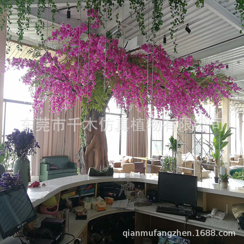 仿真花树影楼场景布置仿真桃花景观玉兰花 婚庆装饰影视道具摆件