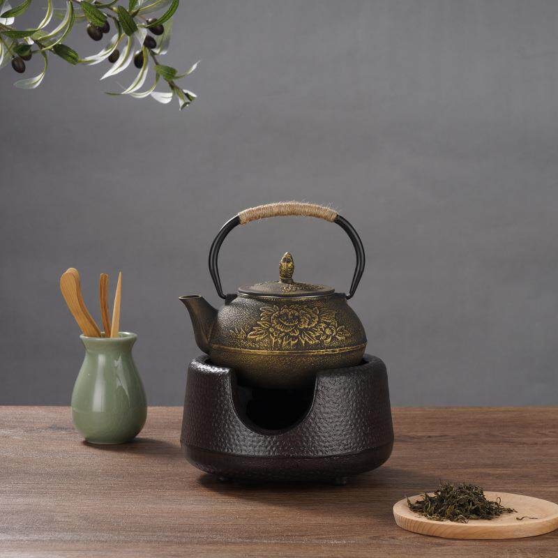 牡丹铸铁壶生铁煮茶壶生铁茶壶纯手工老铁壶泡茶壶茶具