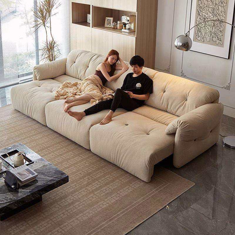云朵功能沙发直排简约人类狗窝零靠墙电动伸缩新款布艺沙发床两用