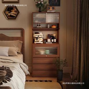 餐边柜一体靠墙家用客厅茶水柜中古风多功能储物柜子2025新款边柜
