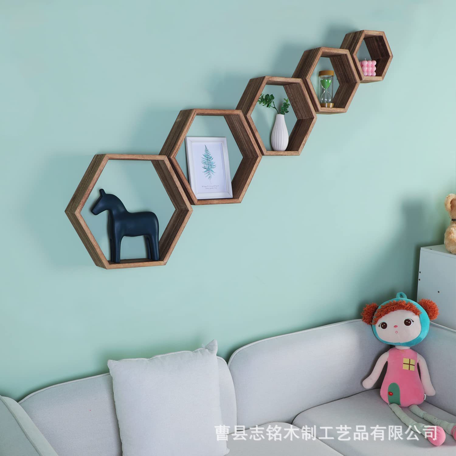 做旧六角墙上置物架收纳展示