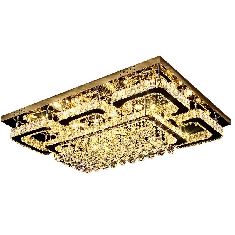 跨境简约客厅水晶灯方形轻奢主卧室led水晶吸顶灯全屋套装灯具