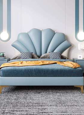 NRFB113#贝壳儿童床女孩冰雪奇缘轻奢现代单人床少女天蓝色爱莎梦