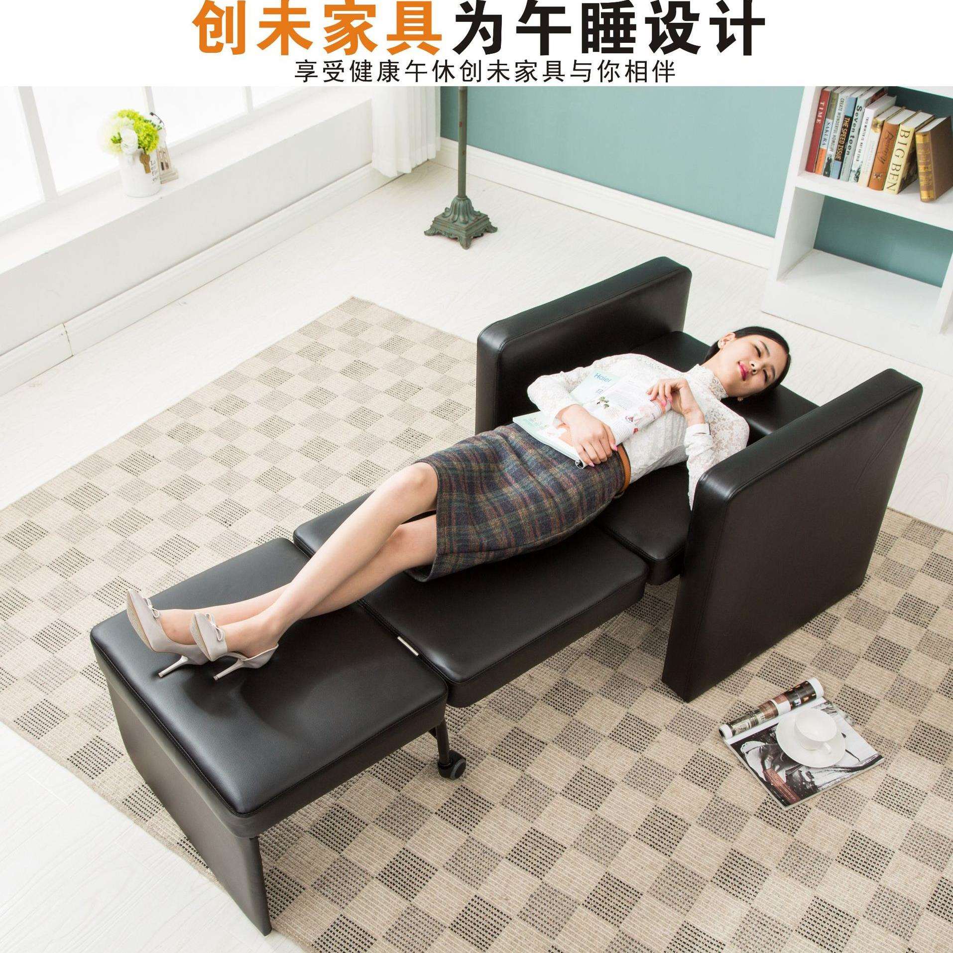 工厂加宽折叠沙发椅床陪护椅办公室双人床坐卧两用午睡椅躺椅