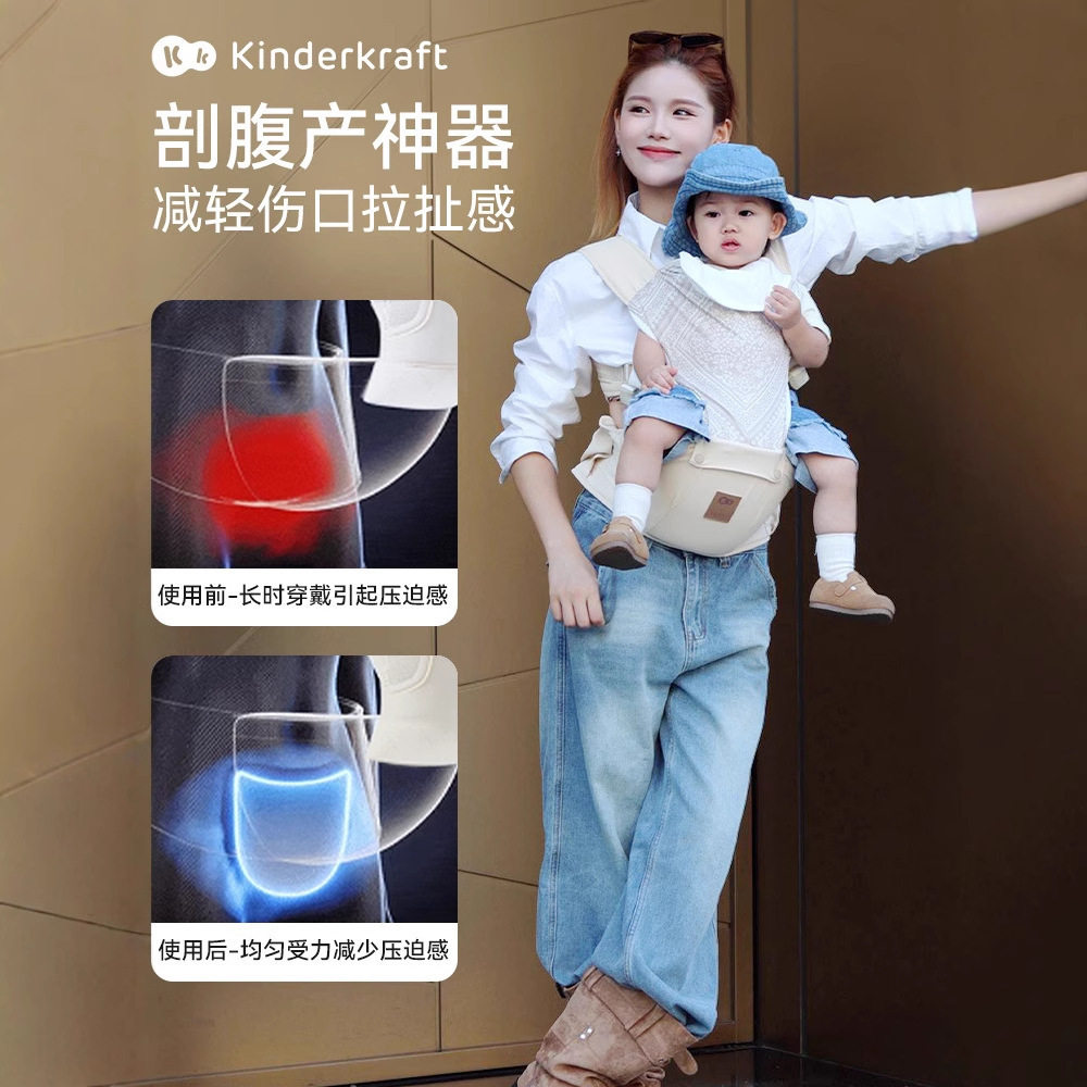KK腰凳婴儿二合一抱娃神器轻便透气四季背带小月龄宝宝外出背带