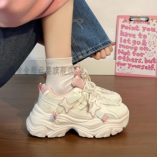 女童鞋子女款夏季2026新款百搭爆款厚底小白鞋休闲透气运动老爹鞋