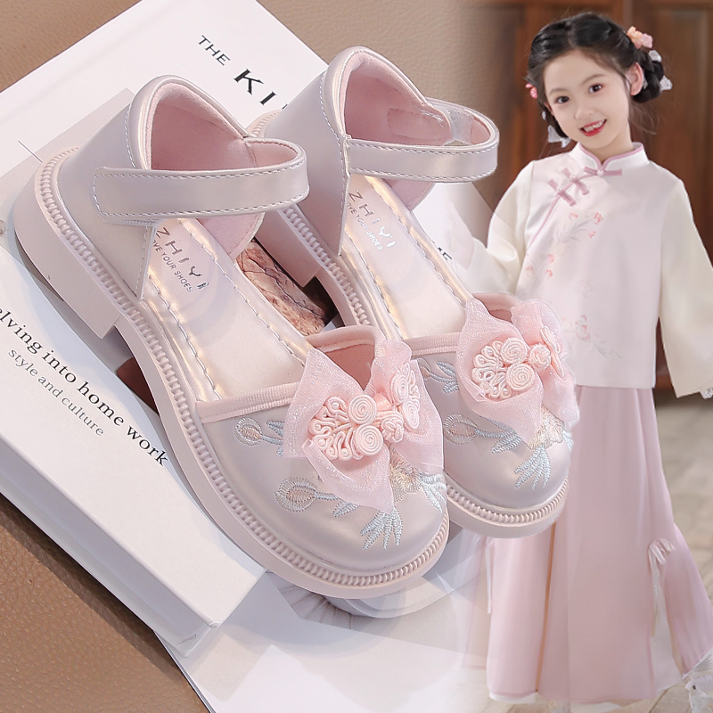 女童漢服鞋公主涼鞋軟底國風