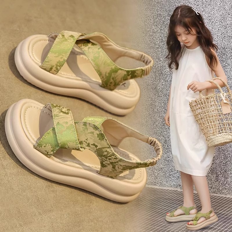 罗马凉鞋女童夏季外穿2025新款配裙子休闲厚底运动沙滩鞋时尚百搭