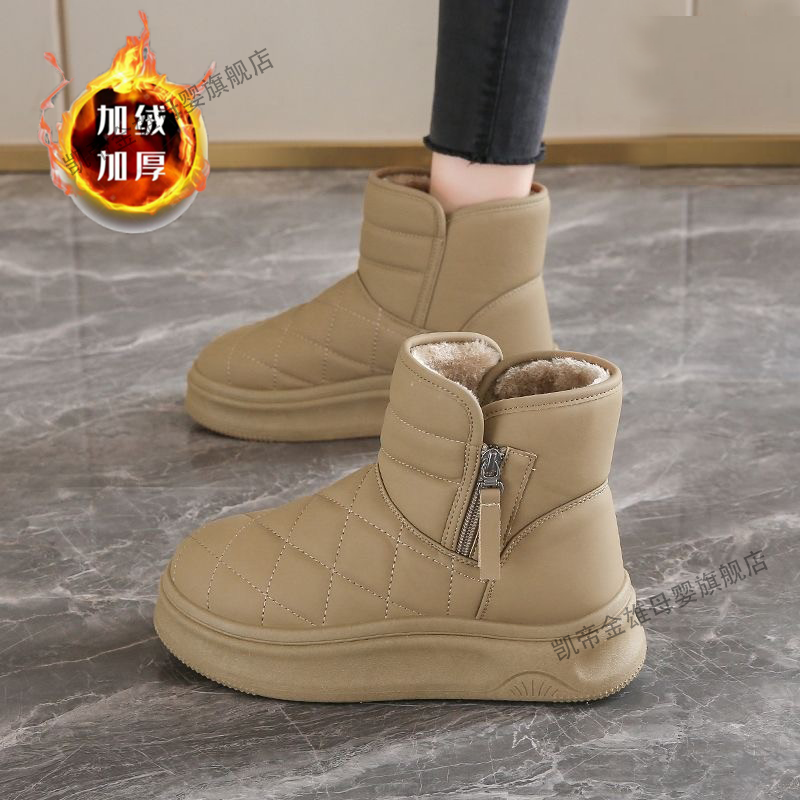 厚底高帮加绒加厚雪地靴女款