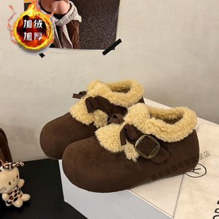 女童内增高复古勃肯鞋厚底雪地靴2026秋冬季新款加绒加厚保暖棉鞋