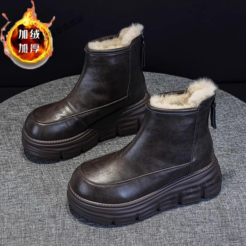 女童复古皮毛一体雪地靴女2026冬季新款大棉鞋加绒加厚厚底马丁靴,童鞋/婴儿鞋/亲子鞋,棉靴,淘宝优惠券,粉丝福利购,淘宝优惠卷