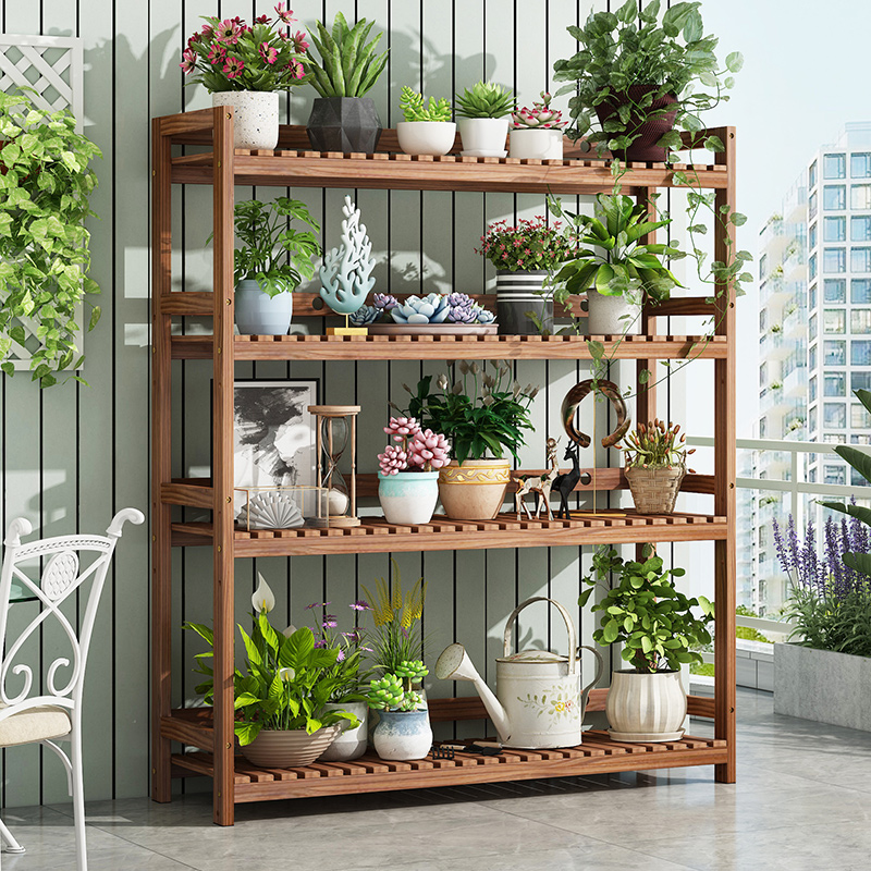 实木花架阳台置物架子客厅收纳储物架落地多层木架子绿萝多肉花架