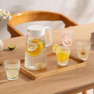 店慶活動禮品 透明玻璃水具五件套家用涼水壺果汁壺創意可疊杯套裝
