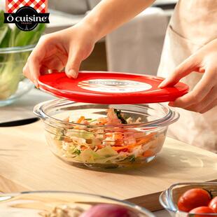 进口玻璃保鲜盒微波炉专用大号耐高温饭盒带盖子大容量圆形密封盒